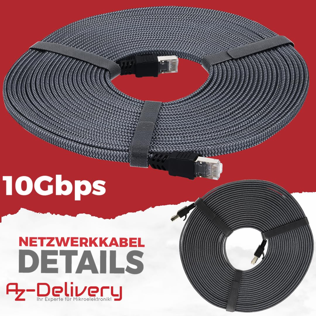 10m CAT7 Netzwerkkabel - Grau/Silber, Gigabit Ethernet LAN Kabel - 10000 Mbit/s - Highspeed Patchkabel Cat.7 Rohkabel S/FTP PIMF Schirmung - AZ - Delivery