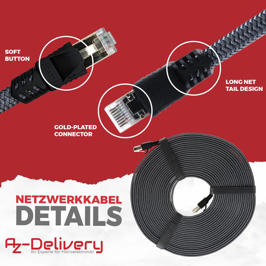 10m CAT7 Netzwerkkabel - Grau/Silber, Gigabit Ethernet LAN Kabel - 10000 Mbit/s - Highspeed Patchkabel Cat.7 Rohkabel S/FTP PIMF Schirmung - AZ - Delivery