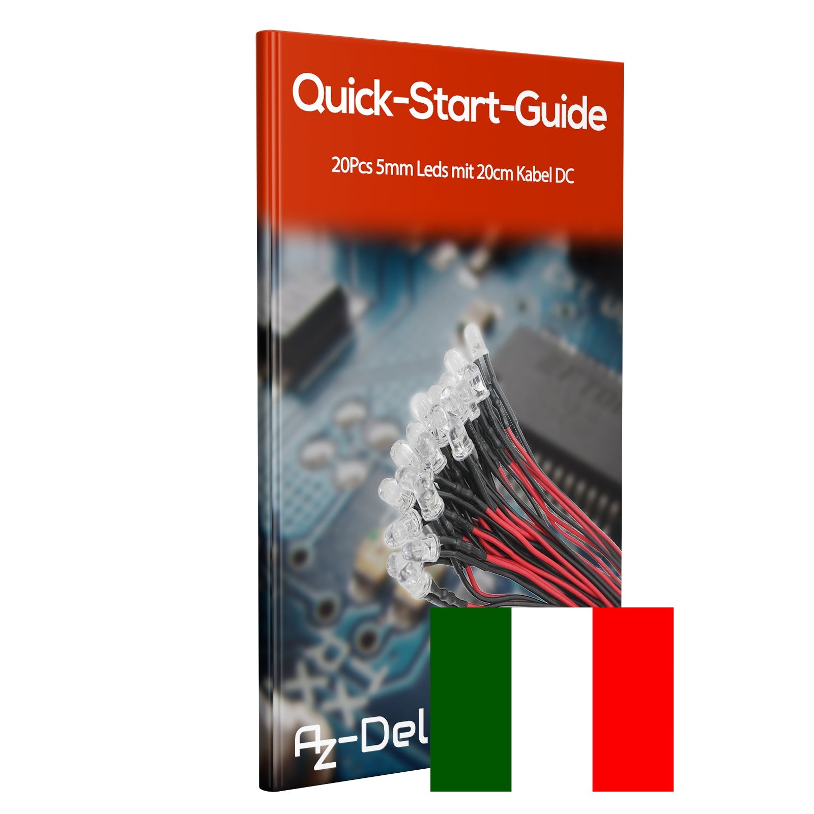 20 Stück 5mm LEDs mit 20cm Kabel DC 12V fertig verkabelt + 5mm LED Montageringe - AZ - Delivery