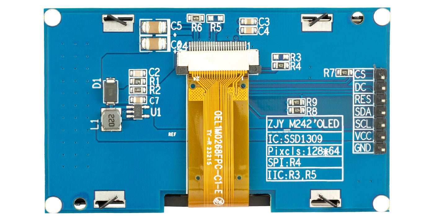 2,42" 128X64 - OLED - Anzeigemodul SPI - 2.42 Zoll OLED Bildschirm kompatibel mit Arduino UNO R3 - Grüne Schrift OLED - AZ - Delivery