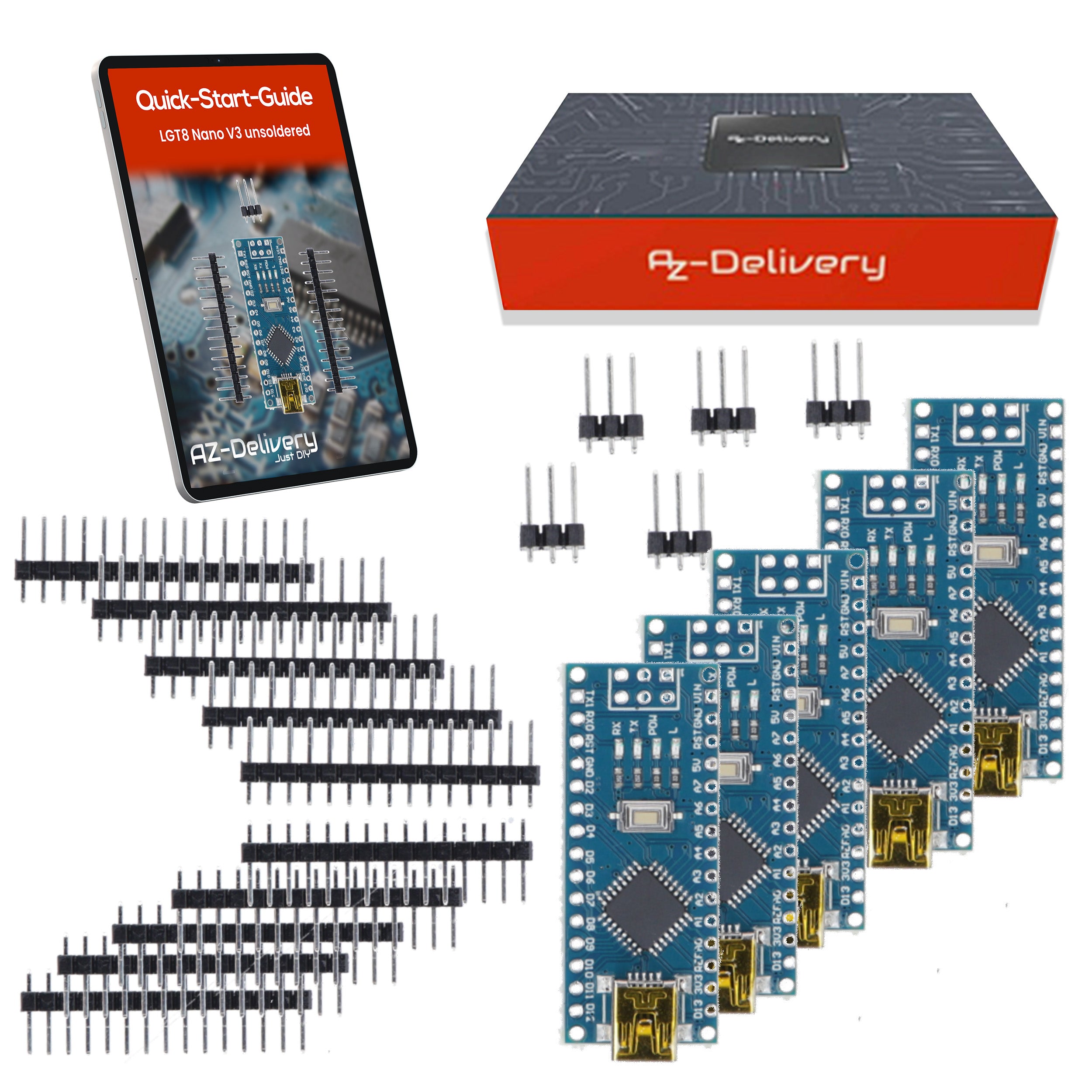 LGT8 Nano V3 - Microcontroller board with LGT8F328P and CH340, Arduino-compatible Nano, 32 MHz clock frequency