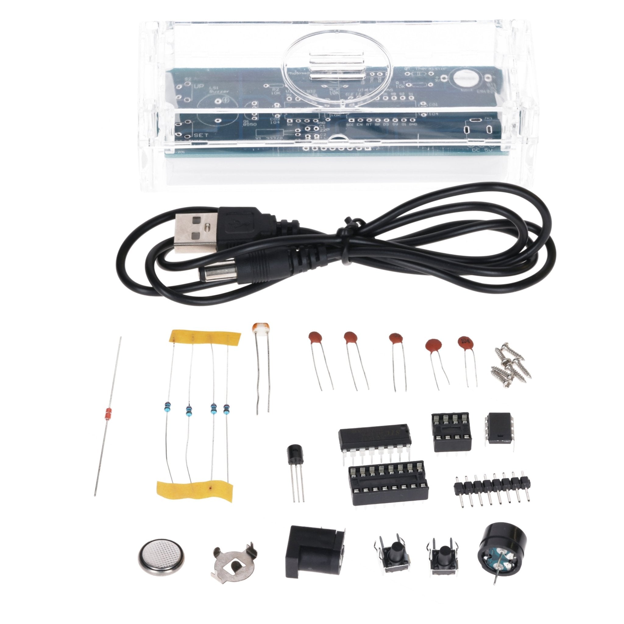 Digitaluhr Bausatz mit Acrylgehäuse – DIY Elektronik Uhr mit 4 - stelligem LED - Display – Arduino - kompatibles Löten für Anfänger – Bausatz zum Erlernen der Elektronik und Löten - AZ - Delivery