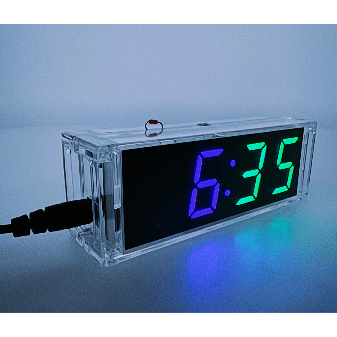 Digitaluhr Bausatz mit Acrylgehäuse – DIY Elektronik Uhr mit 4 - stelligem LED - Display – Arduino - kompatibles Löten für Anfänger – Bausatz zum Erlernen der Elektronik und Löten - AZ - Delivery