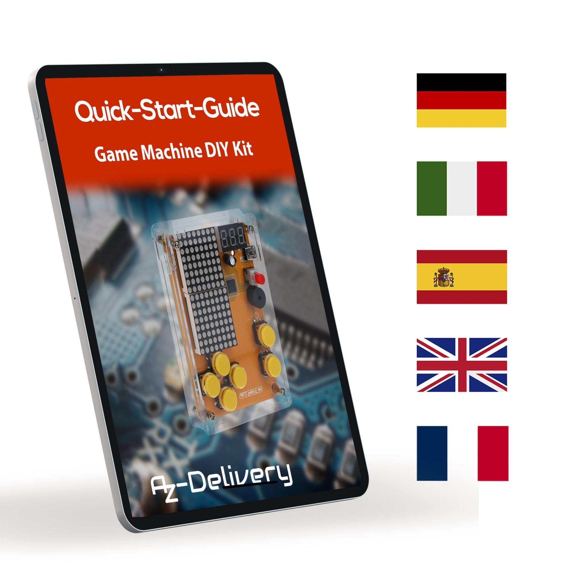 DIY Elektronik Bausatz - Spielekonsole mit transparenten Gehäuse, Retro Handheld Elektronik Kit für Anfänger & Fortgeschrittene, Lötset zum Löten Lernen & Basteln mit LED - Matrix und Punktanzeige - AZ - Delivery