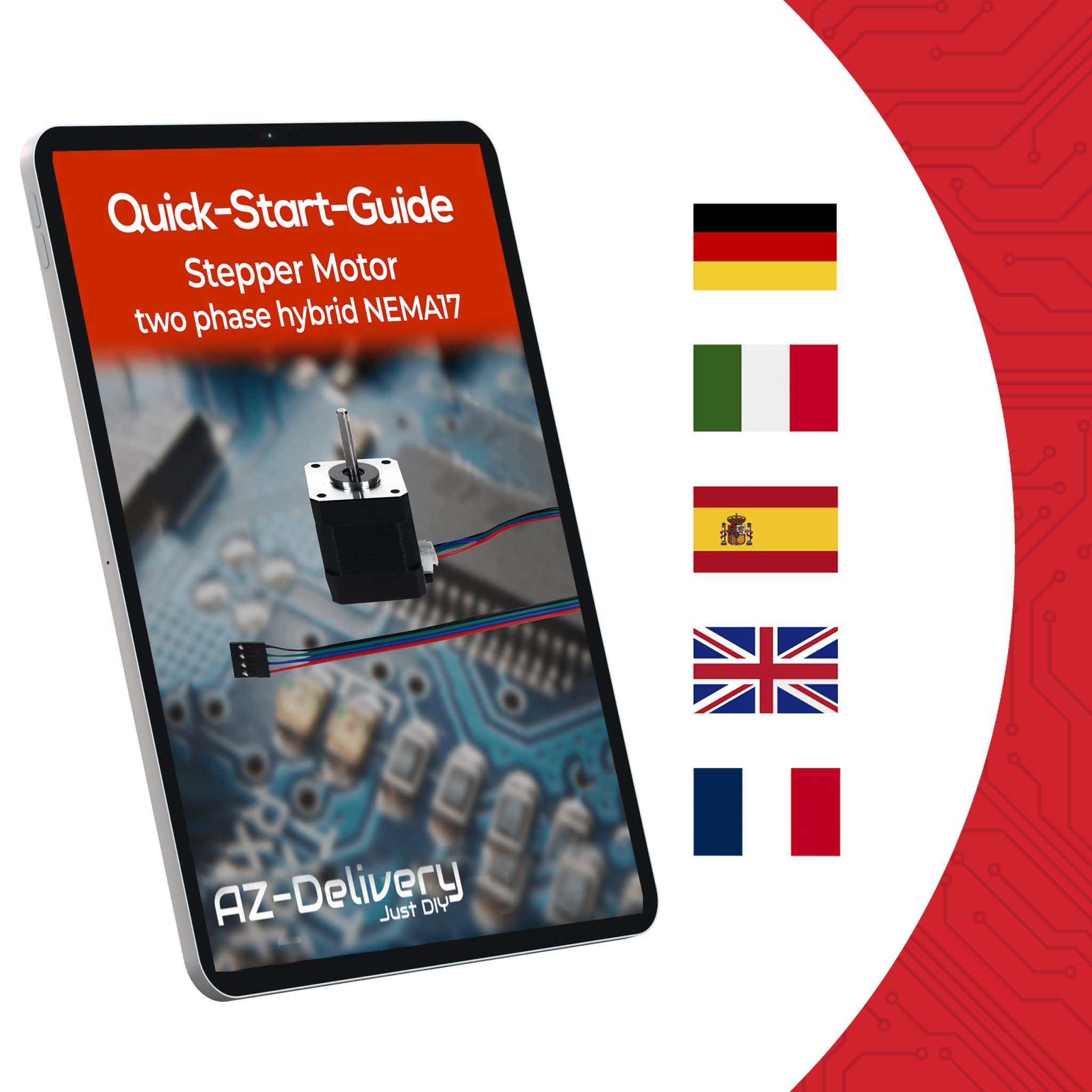 NEMA 17 Schrittmotor 12V 28Nm 1.8° 2 - Phasen Hybrid Stepper Motor mit 1m Kabel, kompatibel mit Arduino, 3D - Druckern, CNC - Maschinen und Robotik - AZ - Delivery