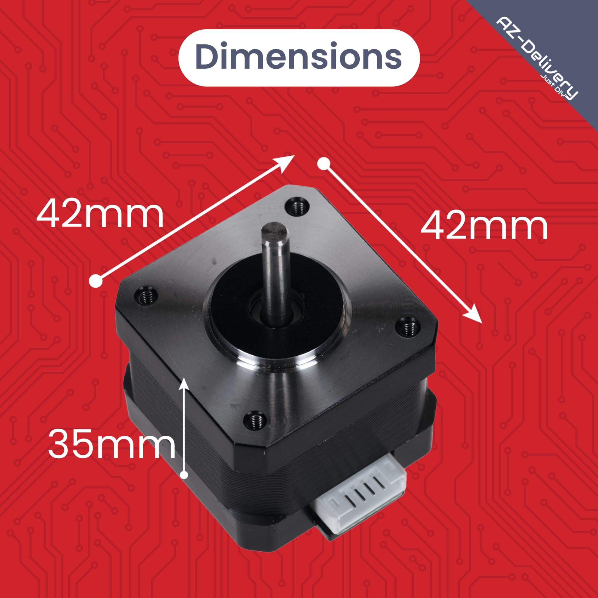 NEMA 17 Schrittmotor 12V 28Nm 1.8° 2 - Phasen Hybrid Stepper Motor mit 1m Kabel, kompatibel mit Arduino, 3D - Druckern, CNC - Maschinen und Robotik - AZ - Delivery