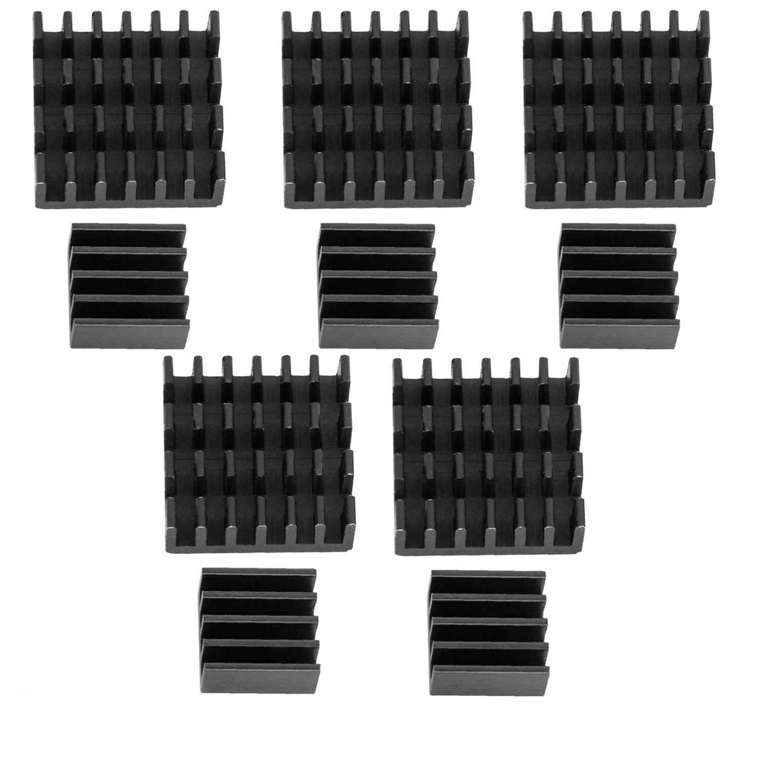 2er Set schwarze Alu Kühlkörper passiv für Raspberry Pi 3 mit wärmeleitender Spezialklebefolie RaspberryPi Zubehör AZ-Delivery 5x Set