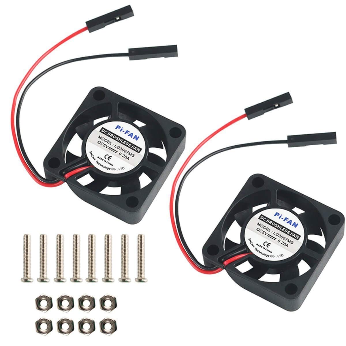 2pcs Raspberry Pi DC Bürstenlose Lüfter Kühlkörper Kühler Trennschnittstelle 3,3 V 5 V