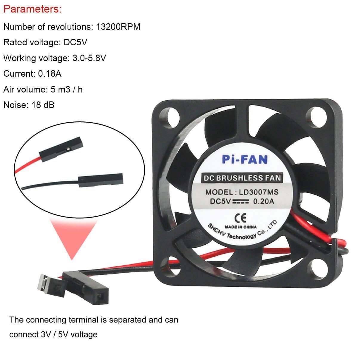 2pcs Raspberry Pi DC Bürstenlose Lüfter Kühlkörper Kühler Trennschnittstelle 3,3 V 5 V