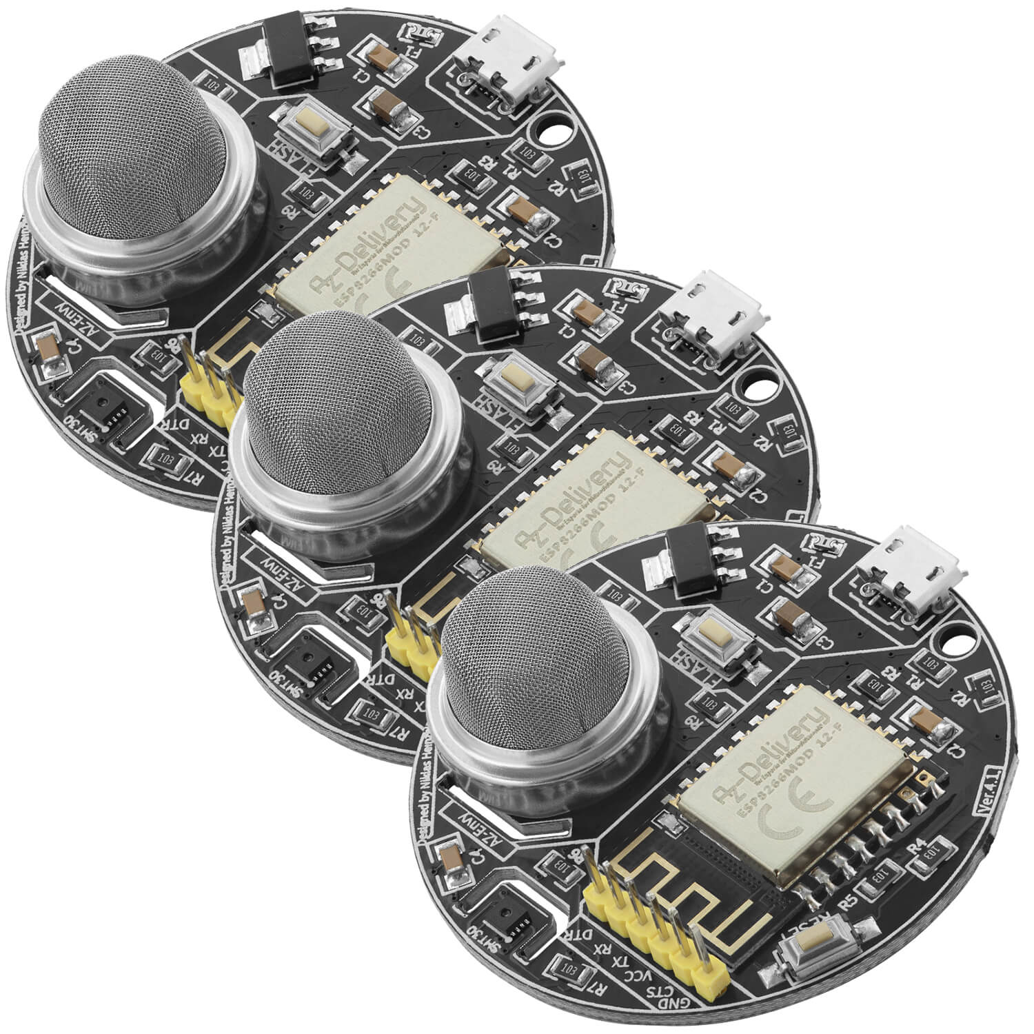 AZ-Envy Wlan ESP8266-12F Umwelt Entwicklungsboard mit Feuchtigkeits- und Luftqualitätssensor (MQ-2 und SHT30) kompatibel mit Arduino - AZ-Delivery