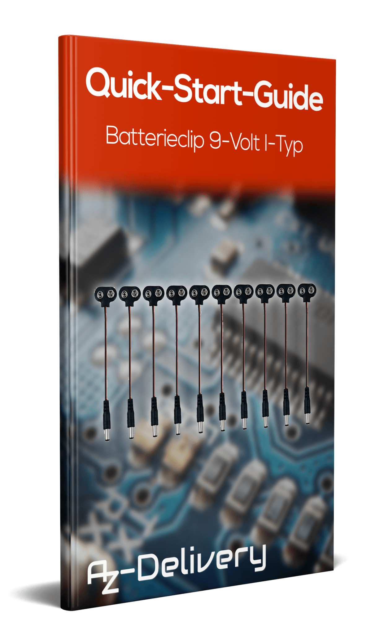 Batterieclip 9-Volt I-Typ Clip Snap mit 15cm Anschlusskabel für 9V Block Batterie Akku - AZ-Delivery
