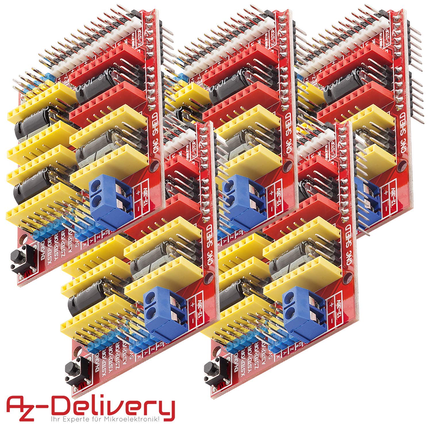 CNC Shield V3 für ATmega328 und Mega 2560 Development Board, für A4988 Schrittmotor Treiber kompatibel mit Arduino - AZ-Delivery