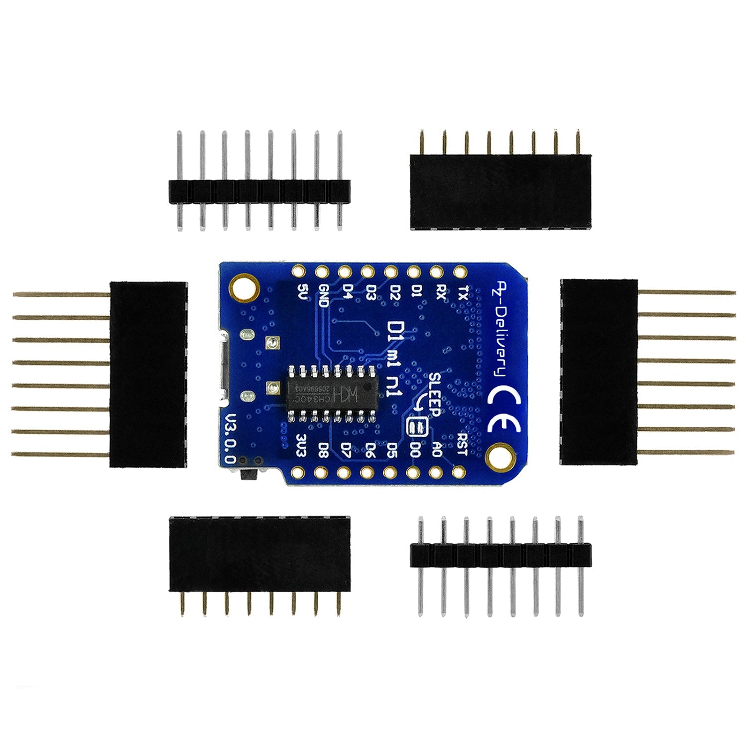D1 Mini V3 NodeMCU mit ESP8266-12F WLAN Modul kompatibel mit Arduino - AZ-Delivery