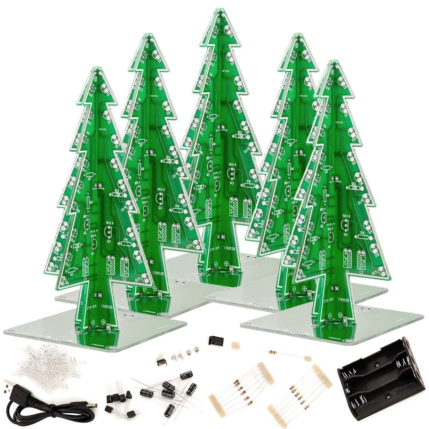 DIY LED Weihnachtsbaum Kit zum Löten mit bunt blinkenden Lichtern - AZ-Delivery