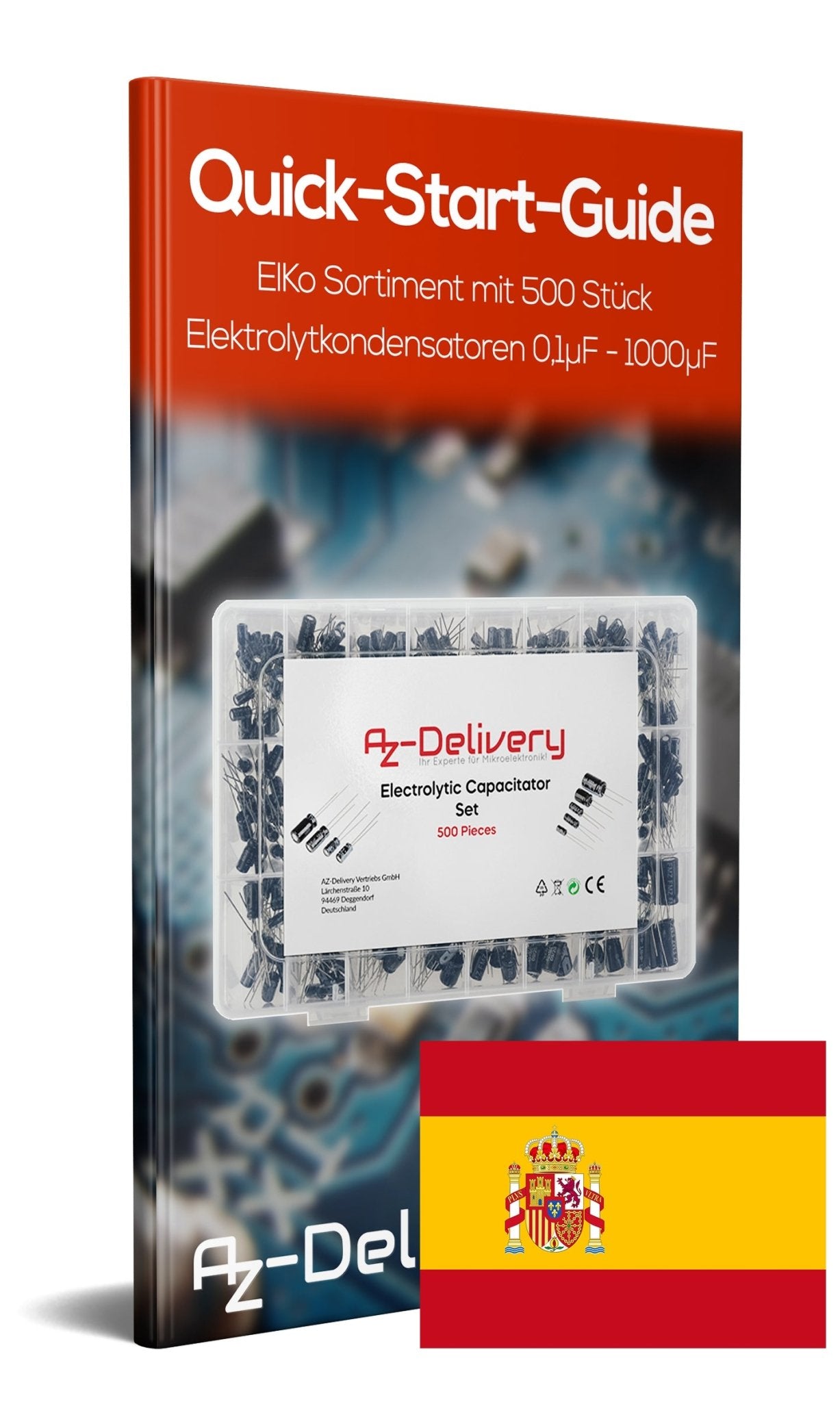 ElKo Sortiment Elektrolytkondensator Aluminium 24 Varianten, 500 Stück 0.1uF – 1000uF mit Aufbewahrungsbox - AZ-Delivery