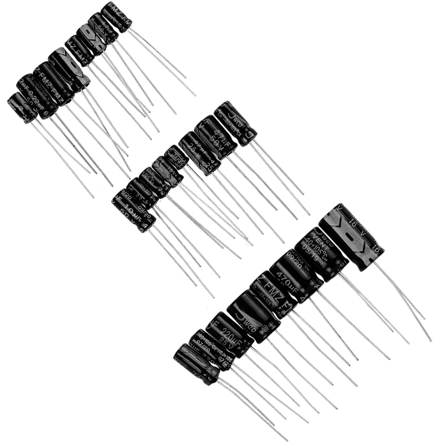 ElKo Sortiment Elektrolytkondensator Aluminium 24 Varianten, 500 Stück 0.1uF – 1000uF mit Aufbewahrungsbox kompatibel mit Arduino - AZ-Delivery