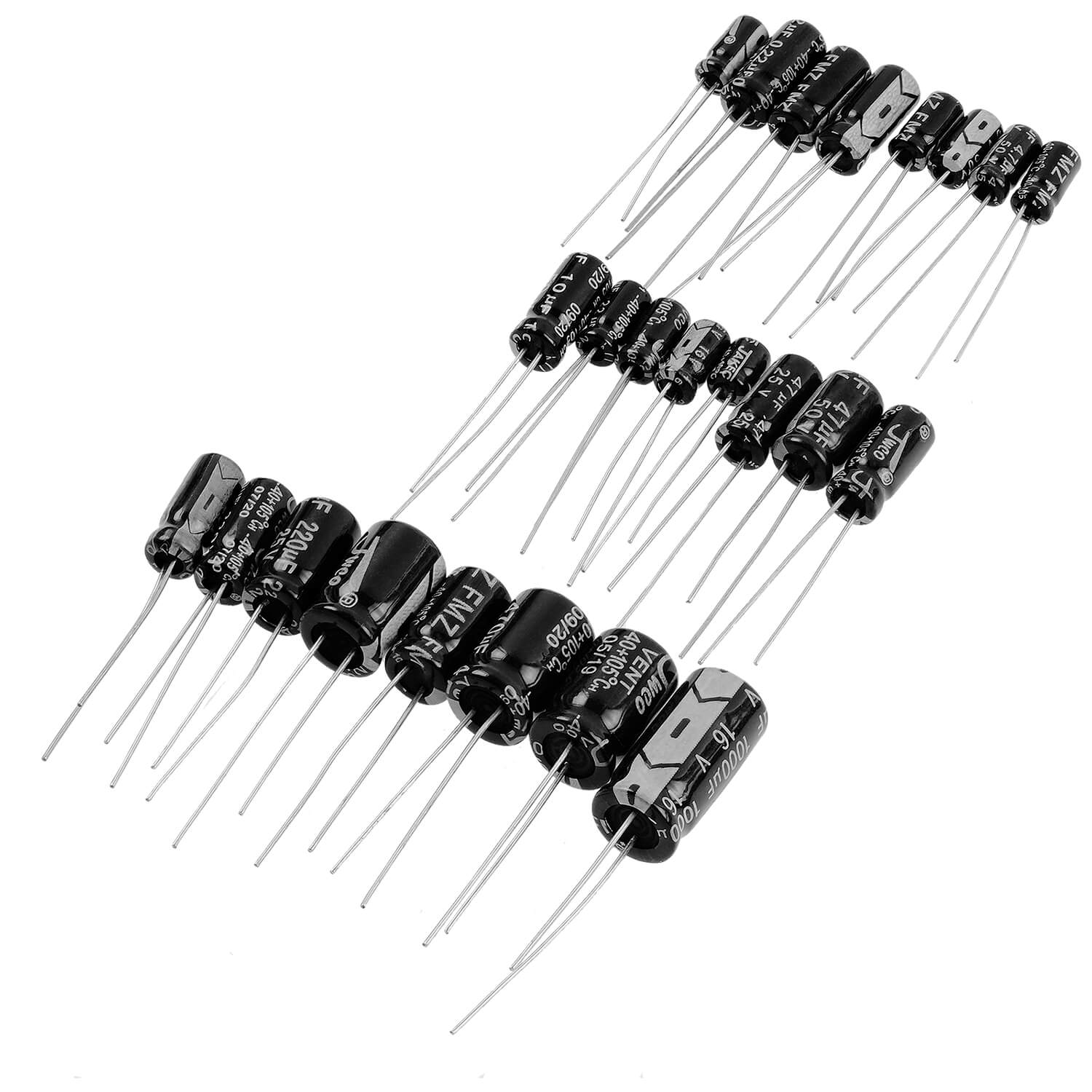 ElKo Sortiment Elektrolytkondensator Aluminium 24 Varianten, 500 Stück 0.1uF – 1000uF mit Aufbewahrungsbox kompatibel mit Arduino - AZ-Delivery