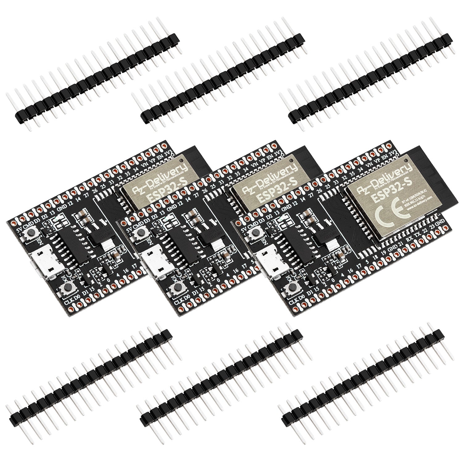 ESP32S Dev Kit C V4 NodeMCU WLAN Development Board unverlötet kompatibel mit Arduino (Nachfolger Modul von ESP32S Dev Kit C) - AZ-Delivery