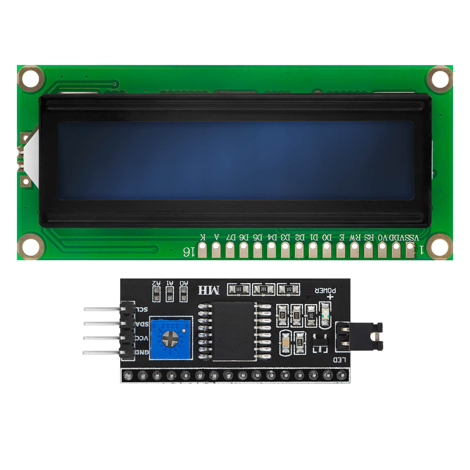 HD44780 1602 LCD Modul Display Bundle mit I2C Schnittstelle 2x16 Zeichen kompatibel mit Arduino und Raspberry Pi - AZ-Delivery