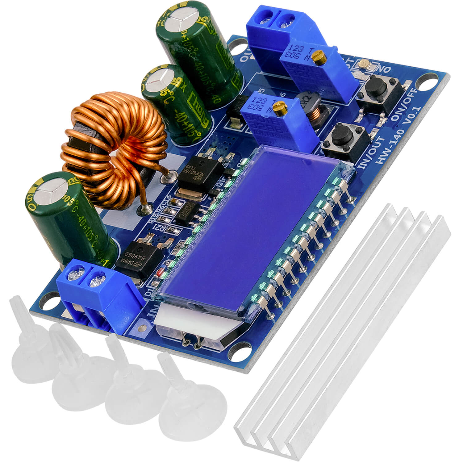 HW-140 DC-DC Buck Boost Converter Step Up/Down, LCD-Anzeige, 3A 5,5V-30V zu 0,5V-30V kompatibel mit Arduino - AZ-Delivery