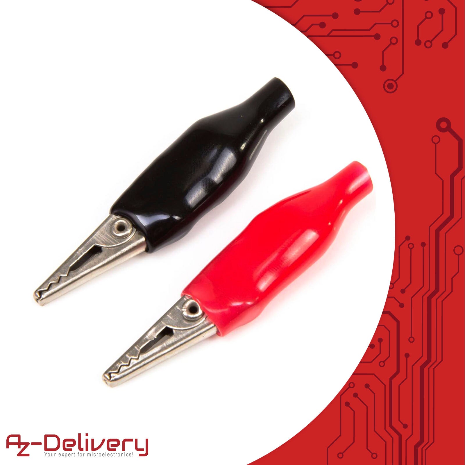 Krokodilklemmen 28mm Elektroklemme mit Schutzisolierung in Rot und Schwarz - AZ-Delivery