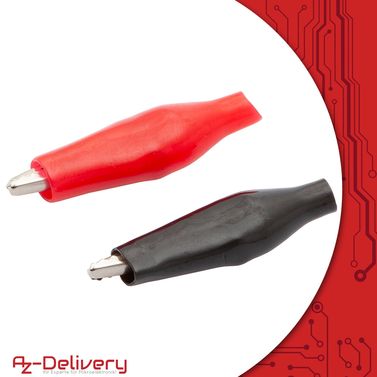Krokodilklemmen 28mm Elektroklemme mit Schutzisolierung in Rot und Schwarz - AZ-Delivery