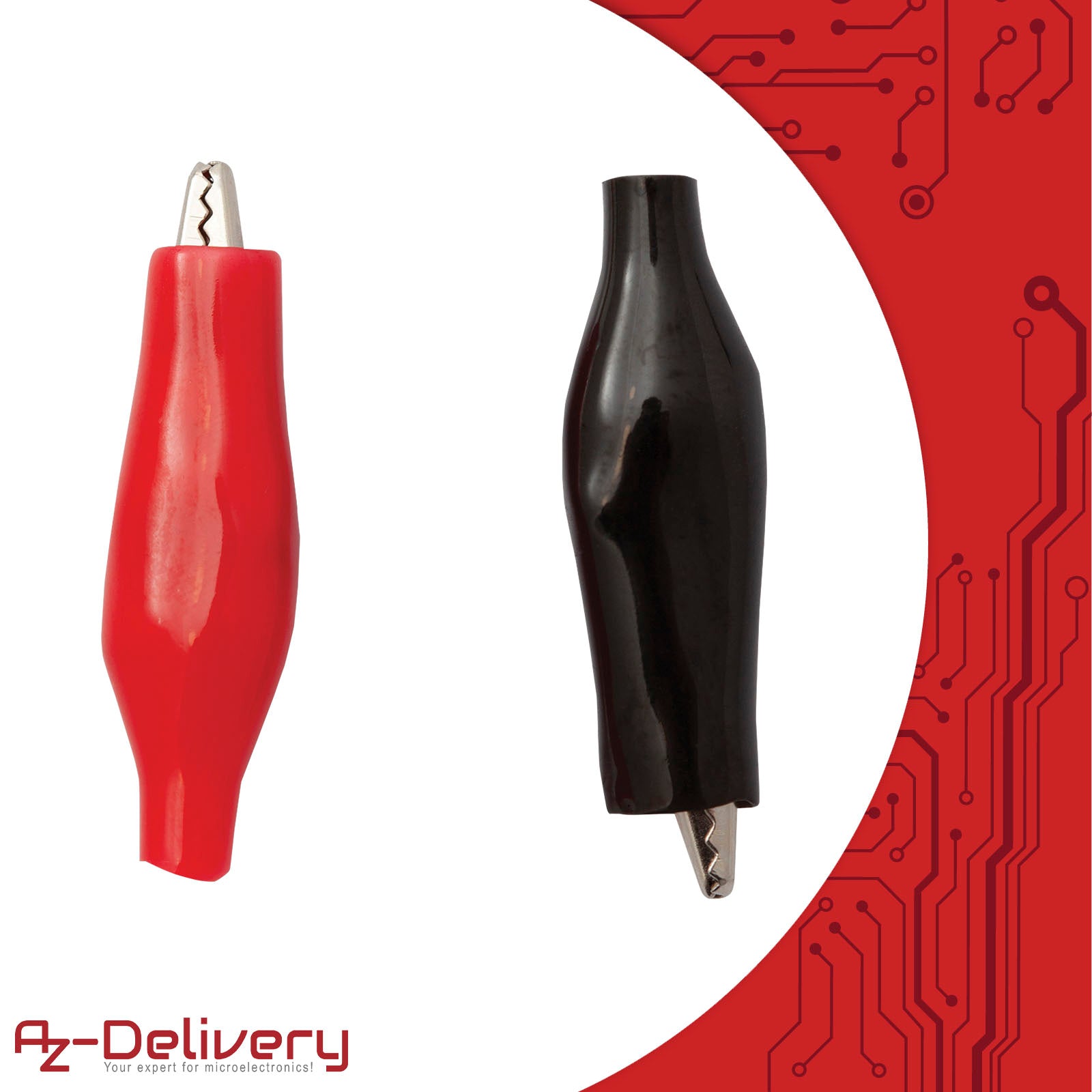 Krokodilklemmen 28mm Elektroklemme mit Schutzisolierung in Rot und Schwarz - AZ-Delivery