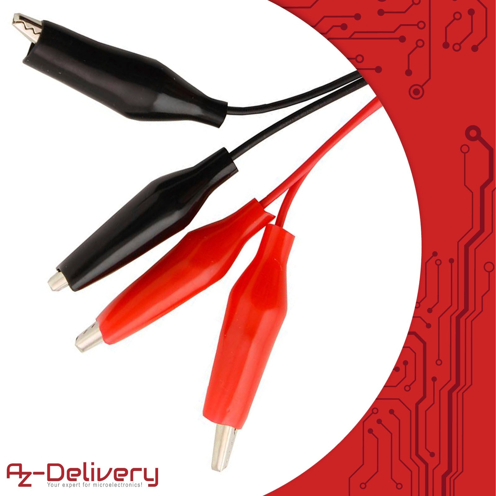 Krokodilklemmen 28mm Elektroklemme mit Schutzisolierung in Rot und Schwarz - AZ-Delivery