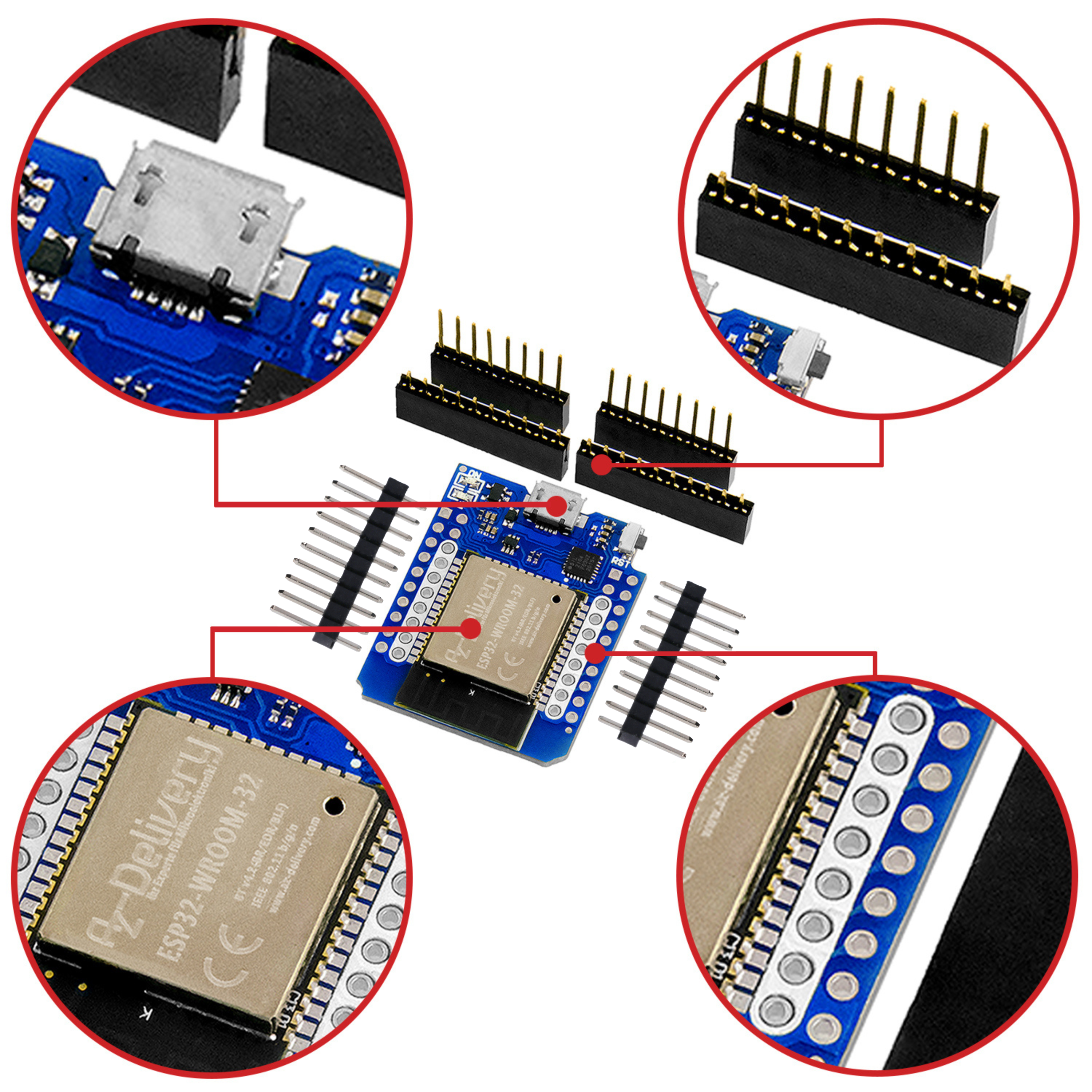ESP32 D1 Mini NodeMCU WiFi Modul + Bluetooth Internet Entwicklungsboard kompatibel mit Arduino