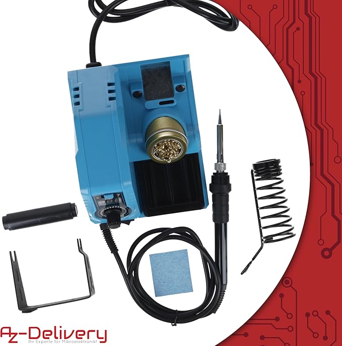 Lötstation 926LED V3 Lötkolben - Kit, 130W, einstellbar 200°C bis 480°C, inklusive steckbarem Lötkolbengriff, Lötständer, Lötspitzenreiniger & hitzebeständigem Reinigungsschwamm - AZ - Delivery