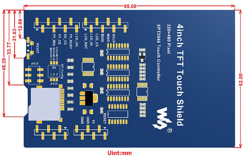 Waveshare - 4 " TFT Touch Shield kompatibel mit Arduino - AZ-Delivery