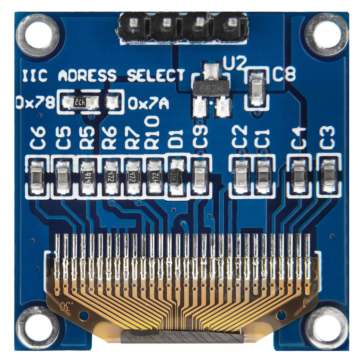 0,96 Zoll OLED SSD1306 Display I2C 128 x 64 Pixel kompatibel mit Arduino und Raspberry Pi