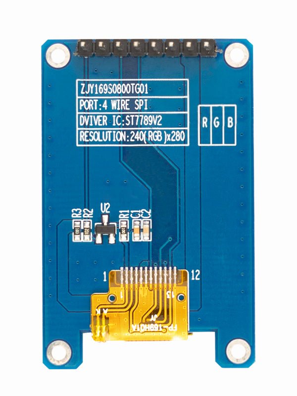 1,69-Zoll-TFT-Display mit 240 x 280 Auflösung, ST7789V2-Treiber - abgerundete Ecken und SPI-Schnittstelle - AZ-Delivery