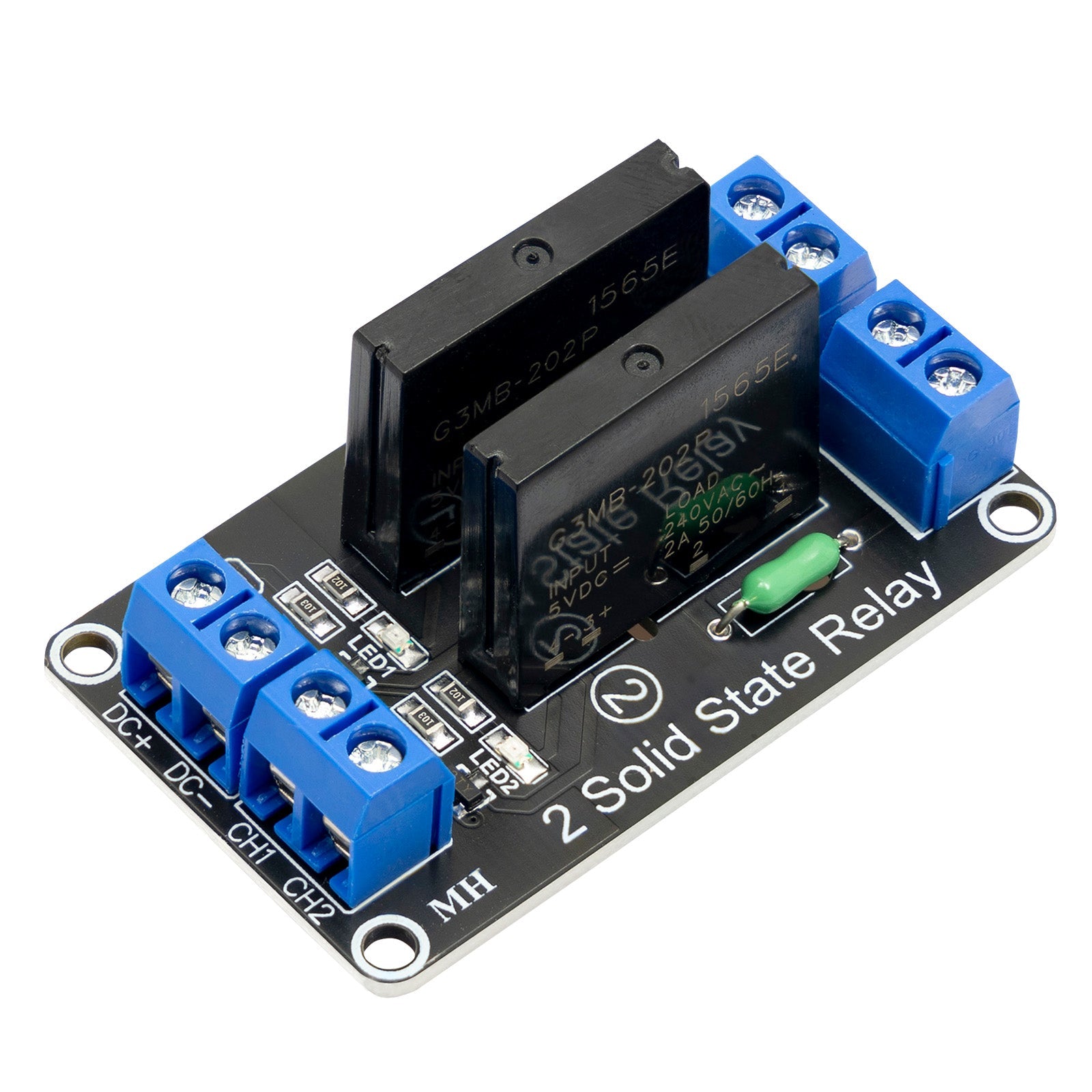 2 Kanaal Solid State Relais 5V DC Low Level Trigger Power Switch Compatibel met Arduino en Raspberry Pi