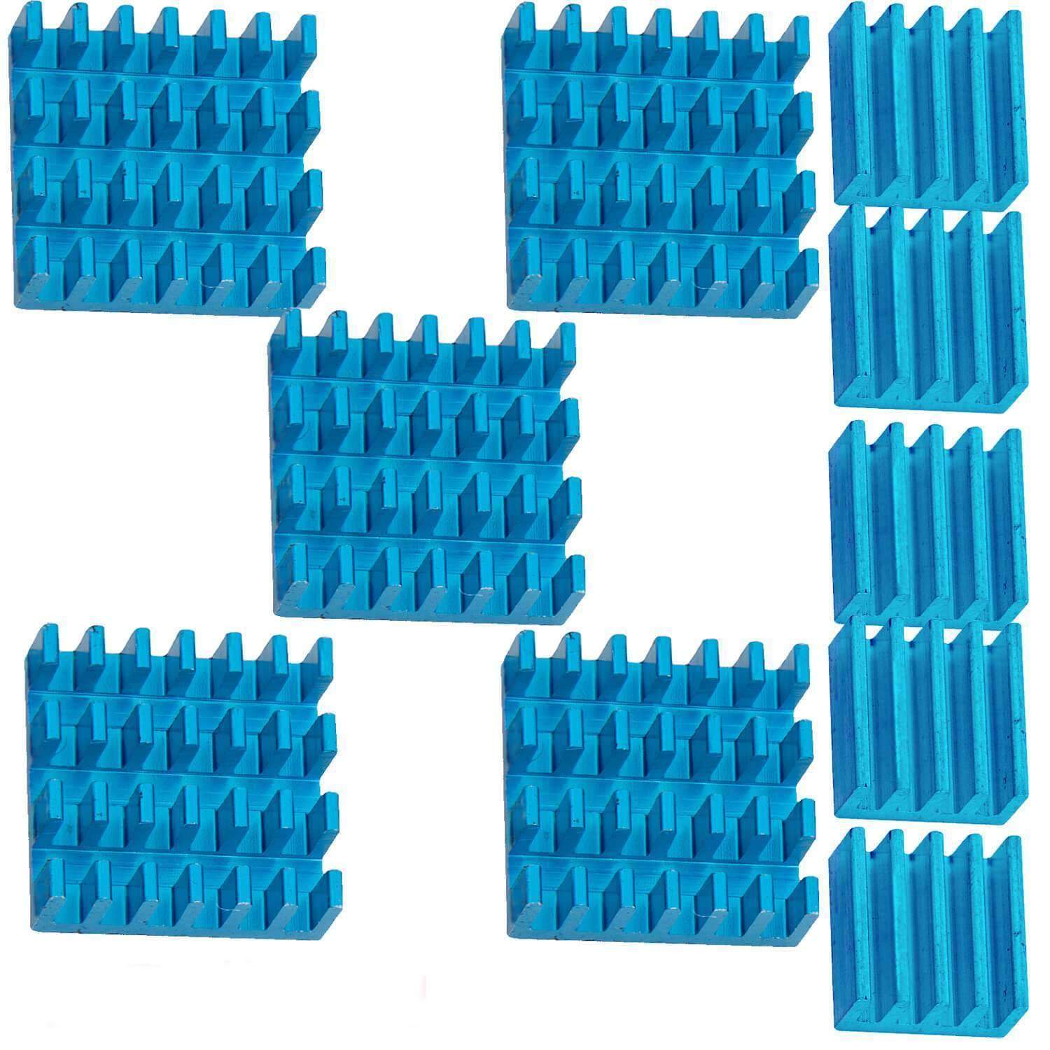 2er Set blaue Alu Kühlkörper passiv für Raspberry Pi 3 mit wärmeleitender Spezialklebefolie RaspberryPi Zubehör AZ-Delivery 5x Set 