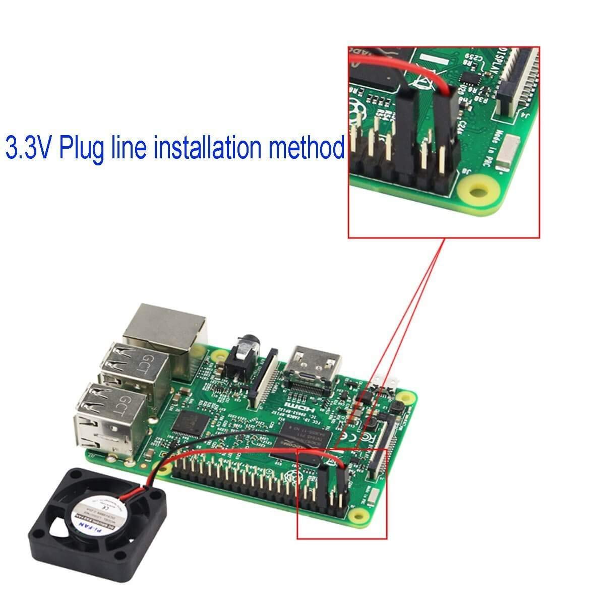 2pcs Raspberry Pi DC Bürstenlose Lüfter Kühlkörper Kühler Trennschnittstelle 3,3 V 5 V 