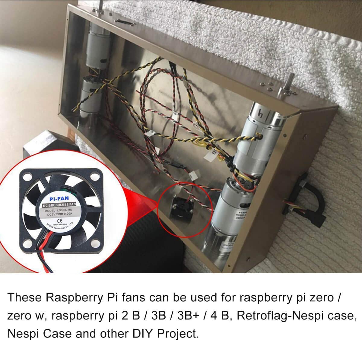 2pcs Raspberry Pi DC Bürstenlose Lüfter Kühlkörper Kühler Trennschnittstelle 3,3 V 5 V 