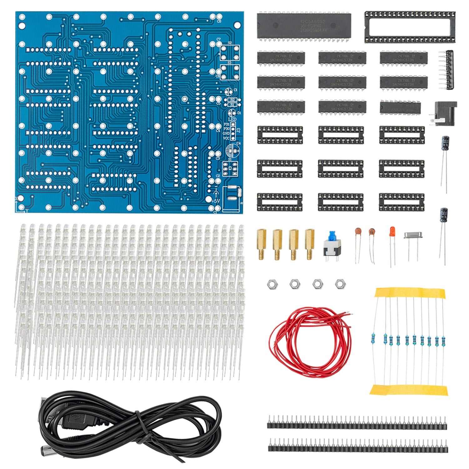 Cube 3D LED Cube 8x8x8 Cube Kit Light Matrix pour les projets de laboratoire électroniques Ensemble d'apprentissage programmable pour les enfants et les adolescents (3D16Mini Multi-Kit), y compris ebook