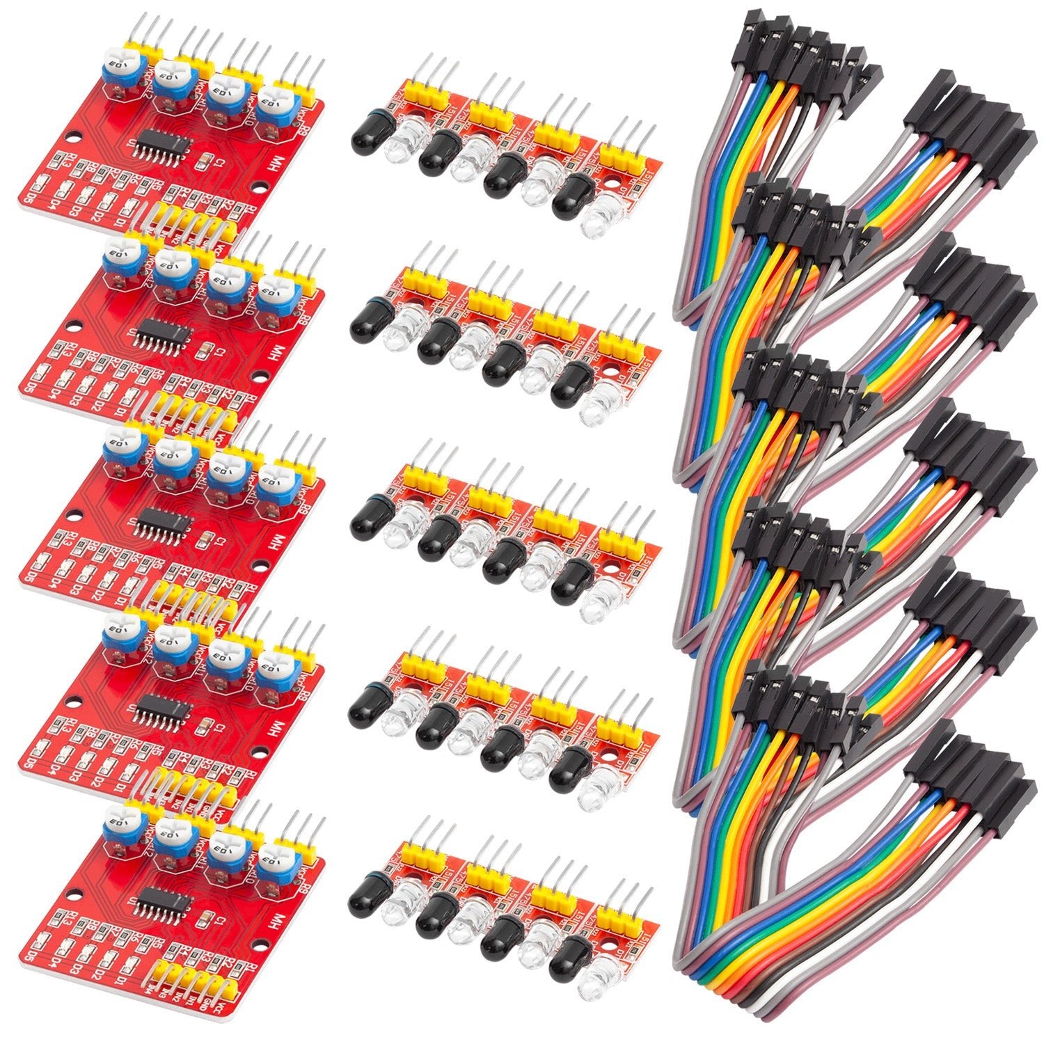 Lignes infrarouges à 4 canaux Réflexion Module de capteur de suivi de suivi SMART Définir le détecteur de distance intelligente Module CI avec prévention de l'obstruction automatique et évitement des obstacles PCB