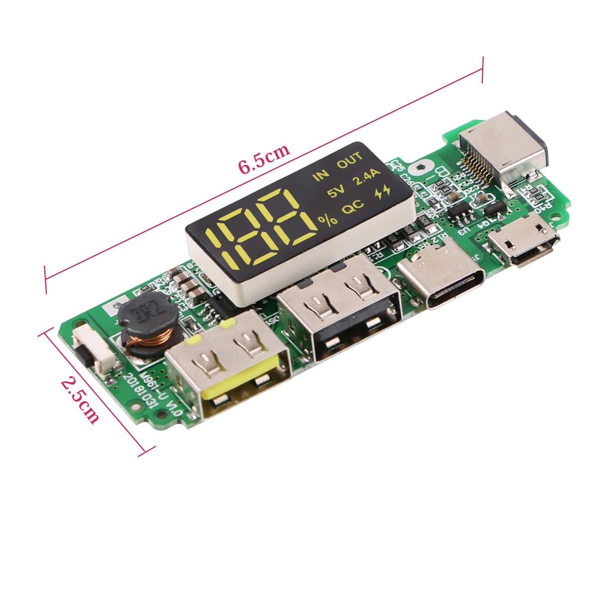 4pcs 18650-Board Dual USB 5V 2.4A Mobilmodul 18650-Lithium-Batterie-Ladegerät-Board