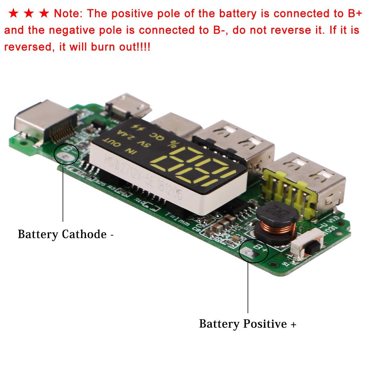 4pcs 18650-Board Dual USB 5V 2.4A Mobilmodul 18650-Lithium-Batterie-Ladegerät-Board