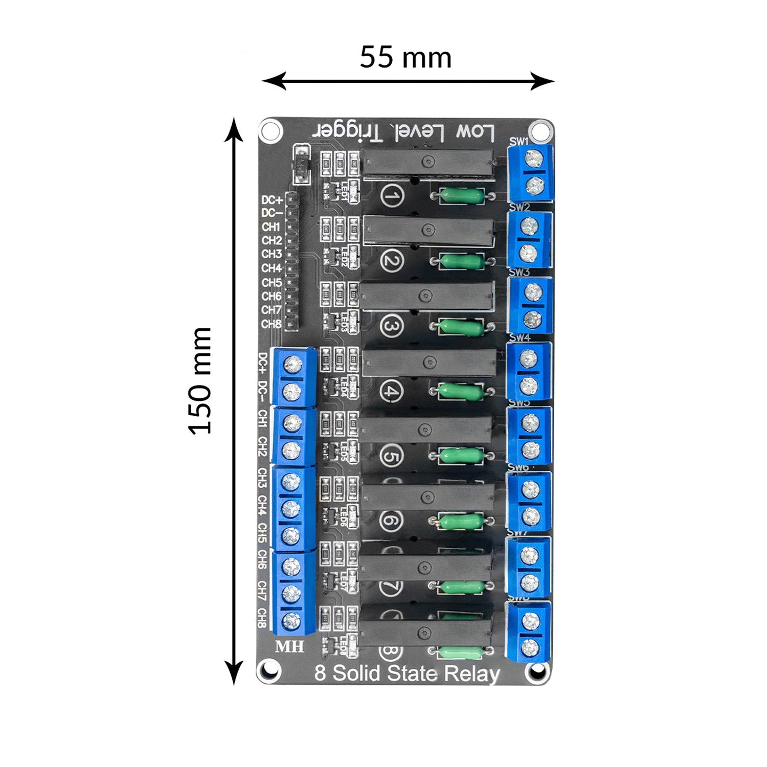 8 Kanal Solid State Relais 5V DC Low Level Trigger Power Switch kompatibel mit Arduino und Raspberry Pi