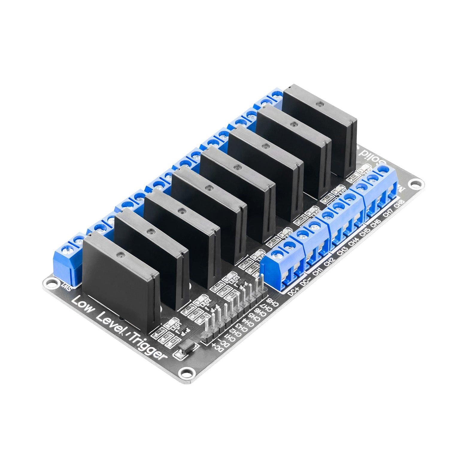 Relé de estado sólido de 8 canales Interruptor de potencia de disparo de bajo nivel de 5V DC compatible con Arduino y Raspberry Pi