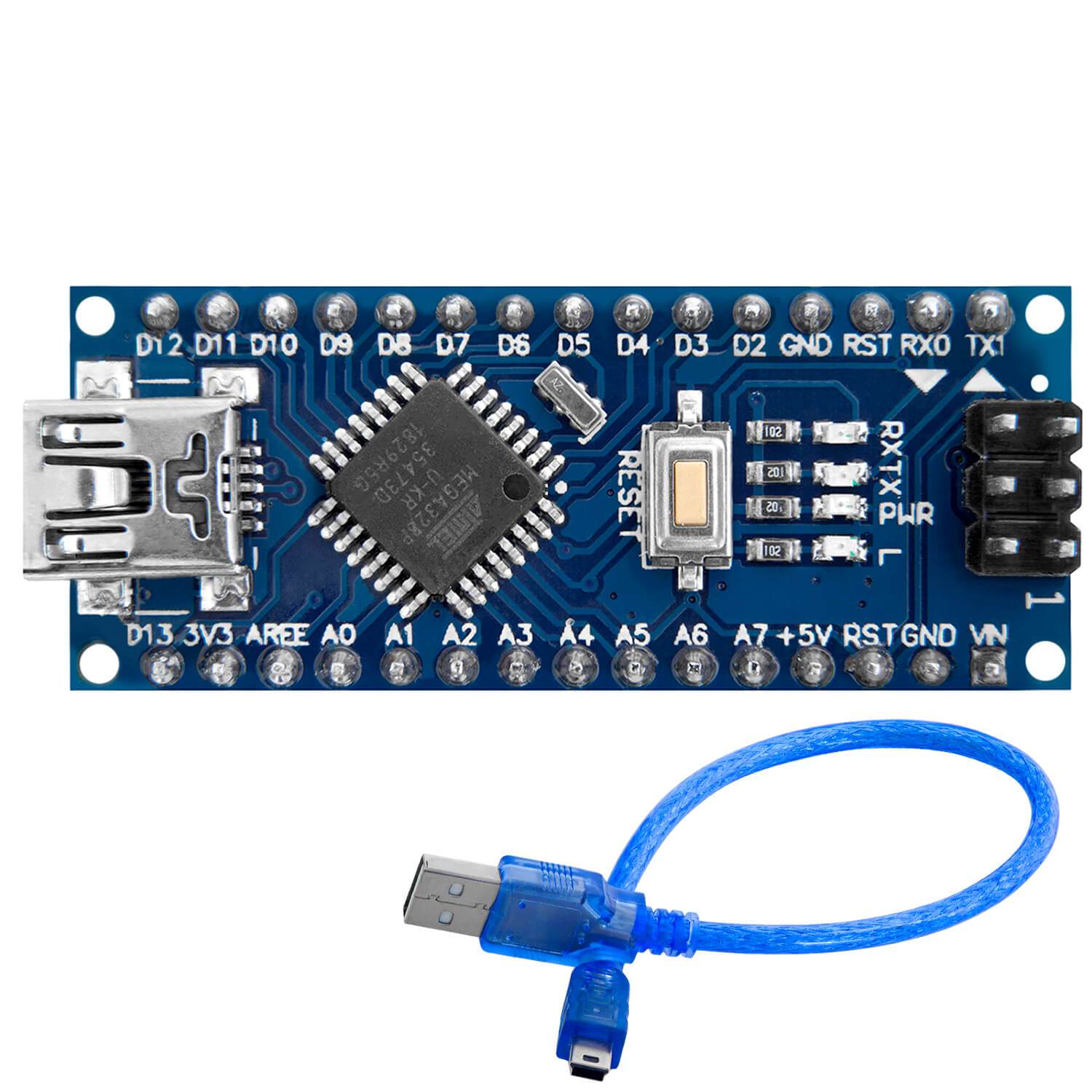 AZ-Nano V3-Board Atmega328 CH340 fertig verlötete, verbesserte Version mit USB Kabel - AZ-Delivery