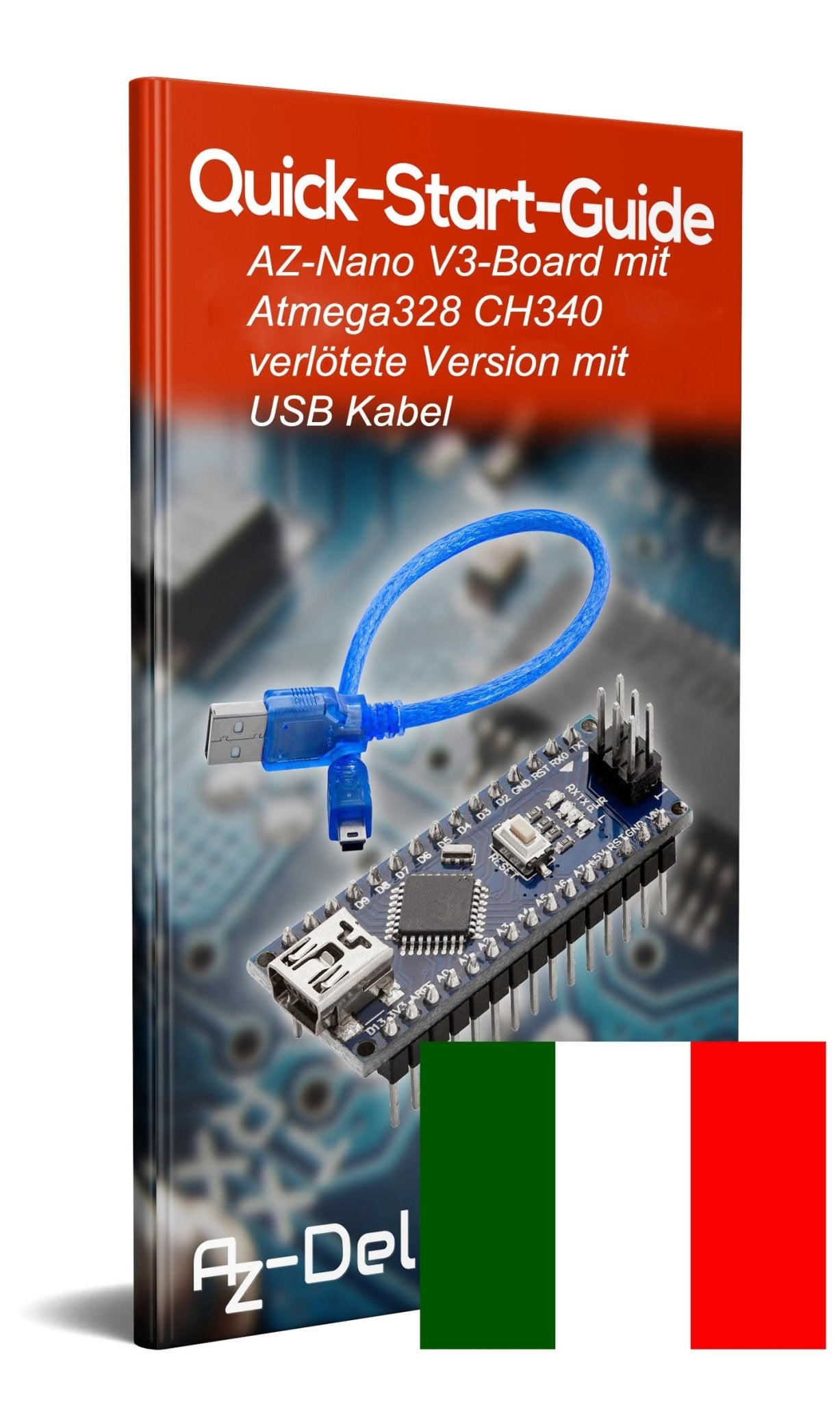 AZ-Nano V3-Board Atmega328 CH340 fertig verlötete, verbesserte Version mit USB Kabel - AZ-Delivery