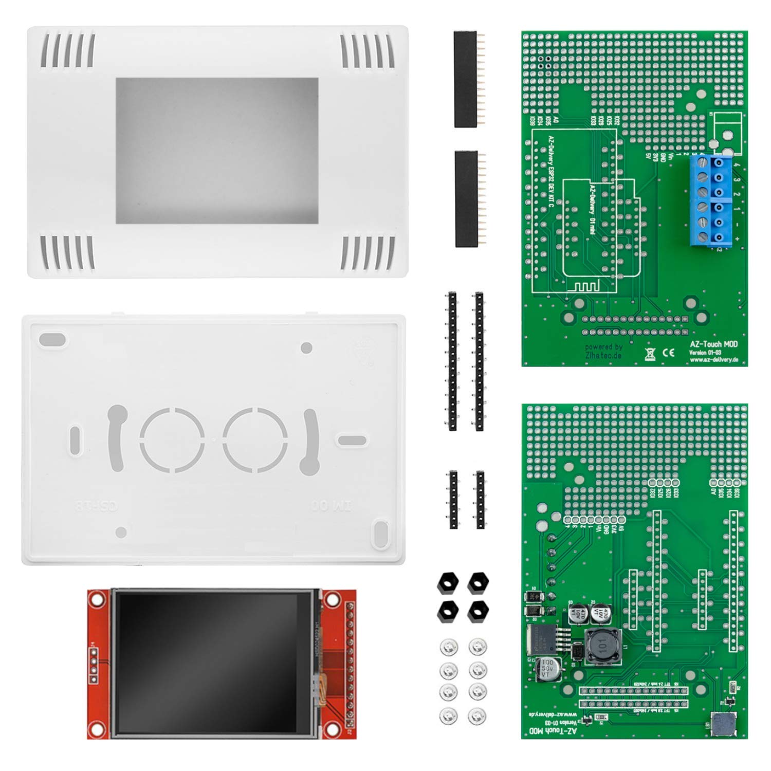 AZ-Touch MOD Wandgehäuseset mit 2,8 Zoll Touchscreen für ESP8266 und ESP32 - AZ-Delivery