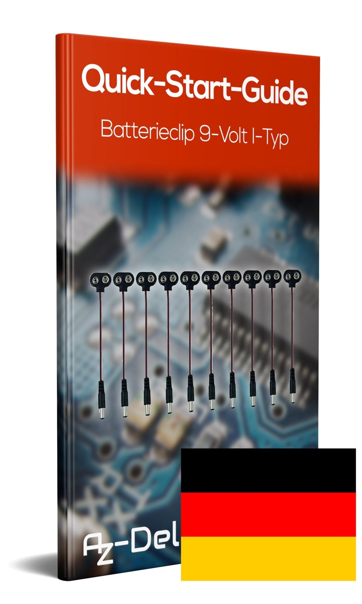 Batterieclip 9-Volt I-Typ Clip Snap mit 15cm Anschlusskabel für 9V Block Batterie Akku - AZ-Delivery