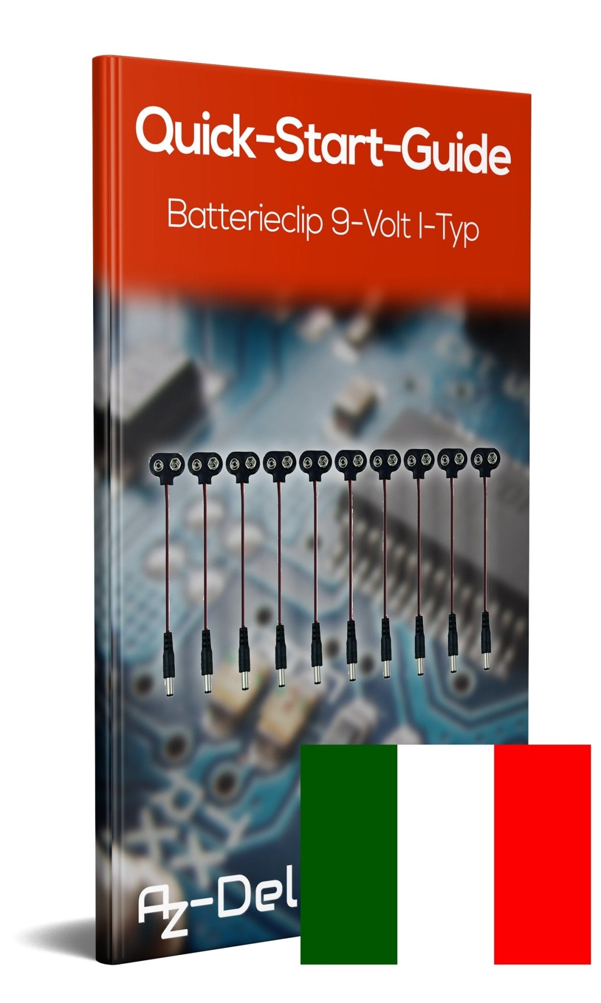Batterieclip 9-Volt I-Typ Clip Snap mit 15cm Anschlusskabel für 9V Block Batterie Akku - AZ-Delivery