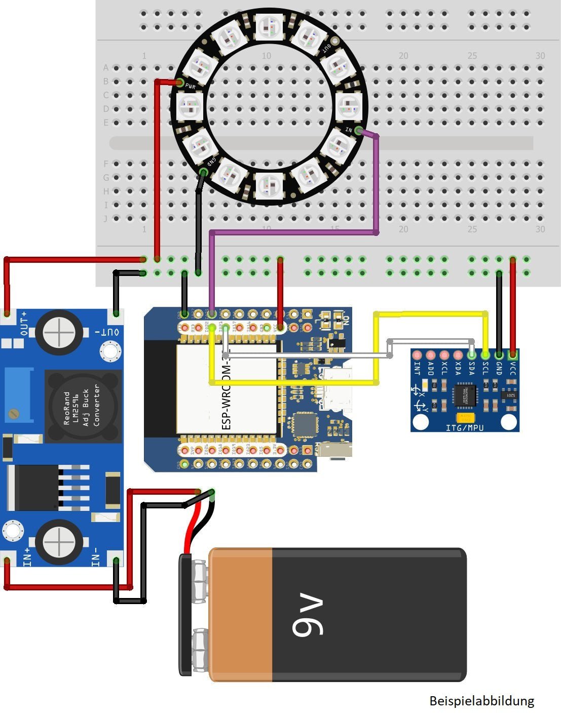 Bunter LED Würfel - LED Ring per Gyroskop und ESP32 steuern - AZ-Delivery