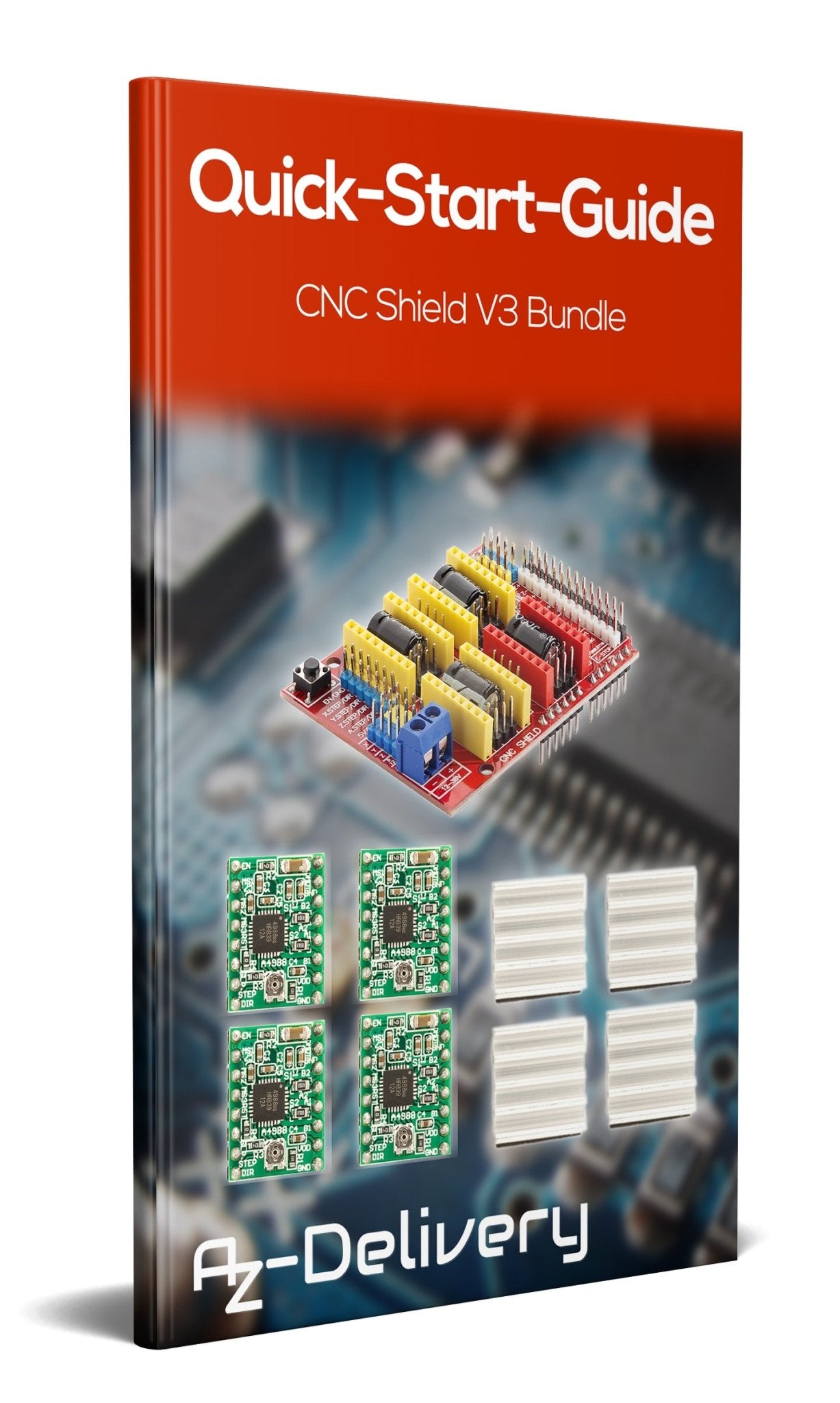CNC Shield V3 Bundle mit 4 Stück A4988 Schrittmotor Treiber Stepper mit Kühlkörper für 3D Drucker - AZ-Delivery